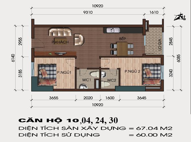 Mặt bằng căn hộ 10, 04, 24, 30 dự án chung cư HH4