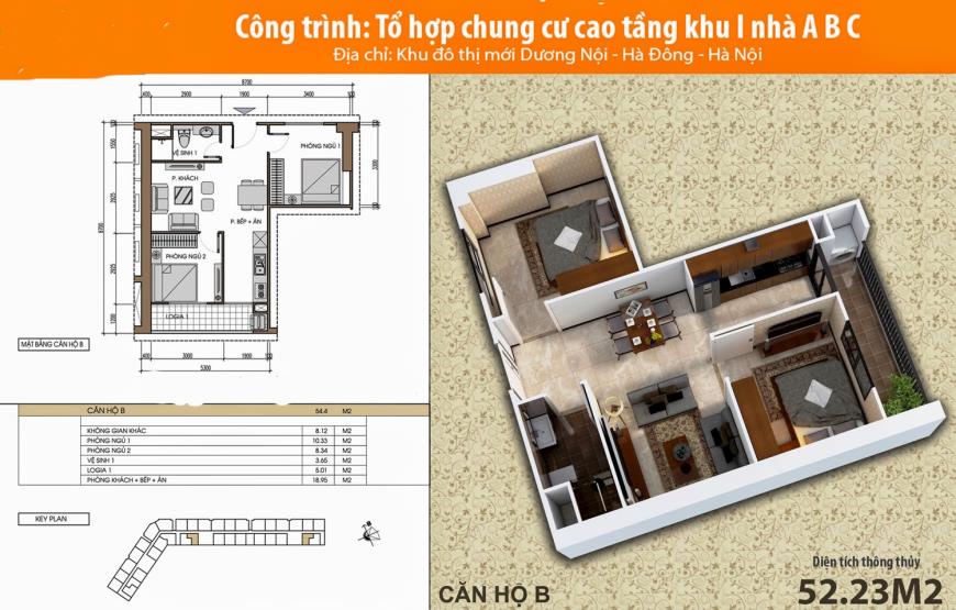 Mặt bằng căn hộ B dự án HH2 ABC Dương Nội