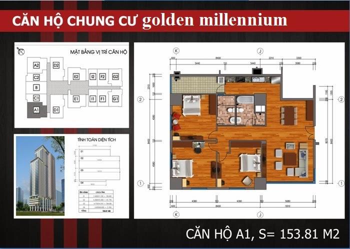 Mặt bằng căn hộ A1 dự án Chung cư Golden Millennium Trần Phú