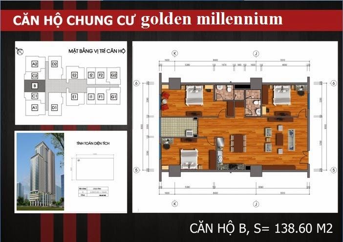 Mặt bằng căn hộ B dự án Chung cư Golden Millennium Trần Phú