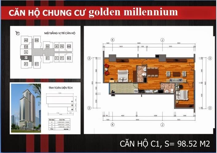 Mặt bằng căn hộ C1 dự án Chung cư Golden Millennium Trần Phú