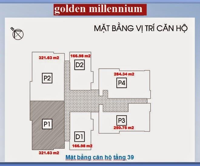 Mặt bằng căn hộ tầng 39 dự án Chung cư Golden Millennium Trần Phú