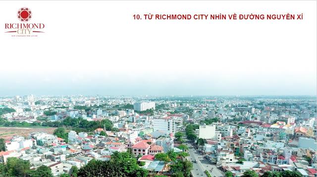 Hướng View đường Nguyễn Xí dự án Richmond city