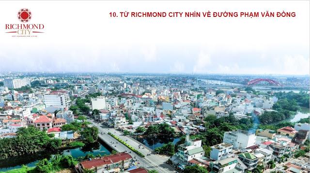 Hướng View đường Phạm Văn Đồng dự án Richmond city