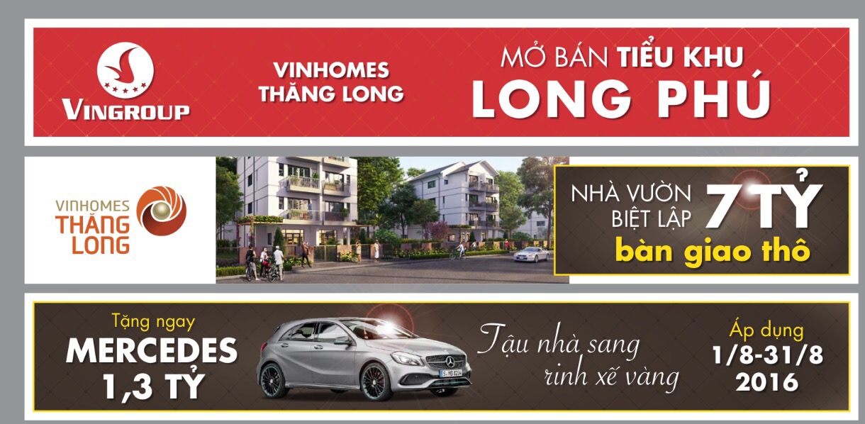 Chính sách bán hàng Vinhomes Thăng Long trong tháng 8/2016