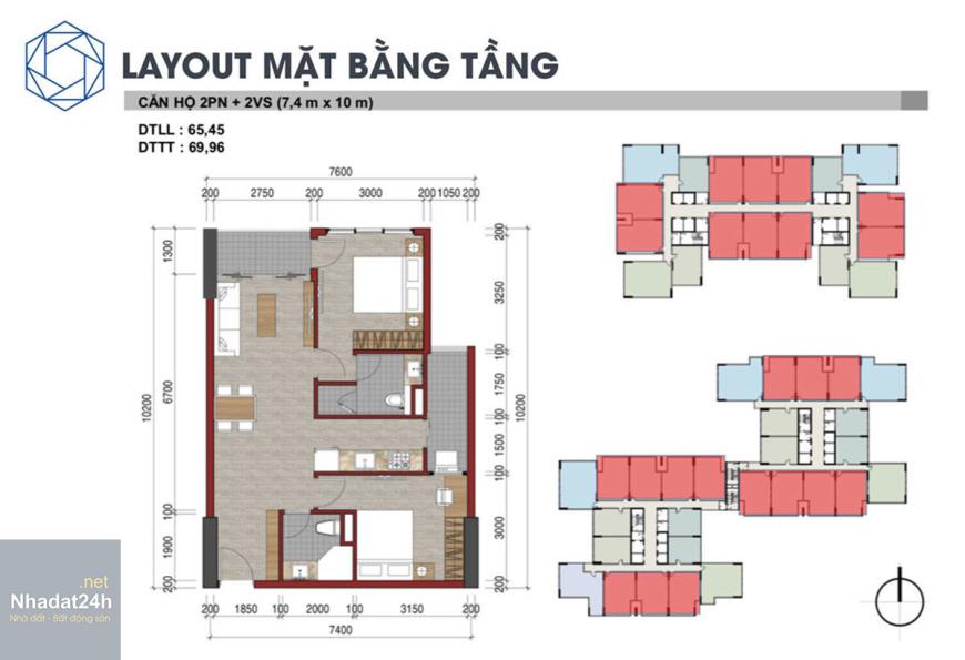 Thiết kế căn hộ 02 phòng ngủ dự án Charm City