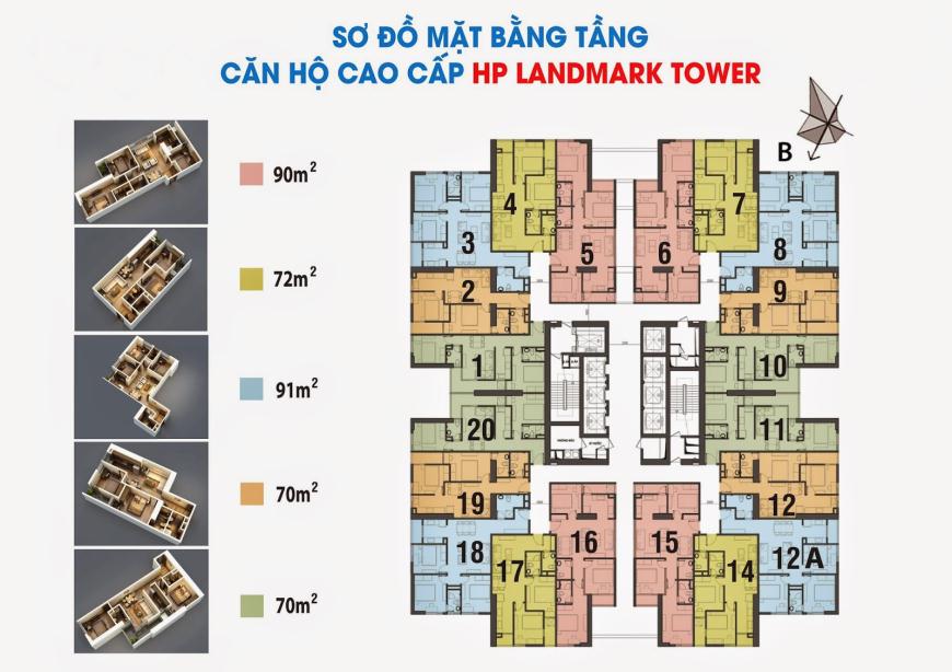 Mặt bằng chi tiết tòa HP Land Mark Tower - CT3