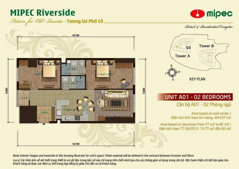 Mặt bằng căn hộ A01 dự án Mipec Riverside