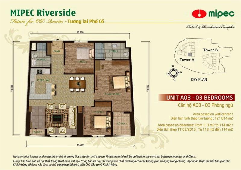 Mặt bằng căn hộ A03 dự án Mipec Riverside