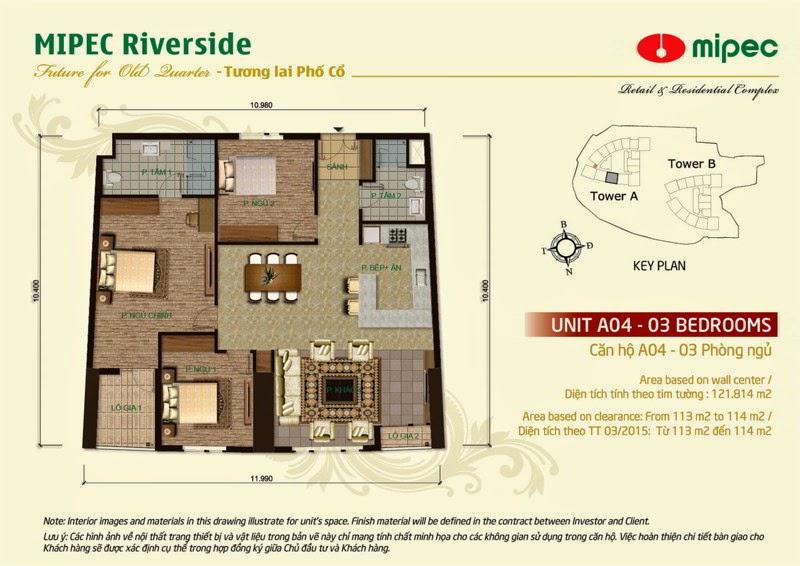 Mặt bằng căn hộ A04 dự án Mipec Riverside
