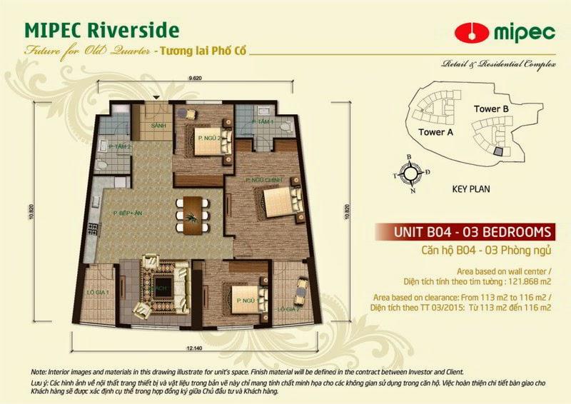 Mặt bằng căn hộ B04 dự án Mipec Riverside