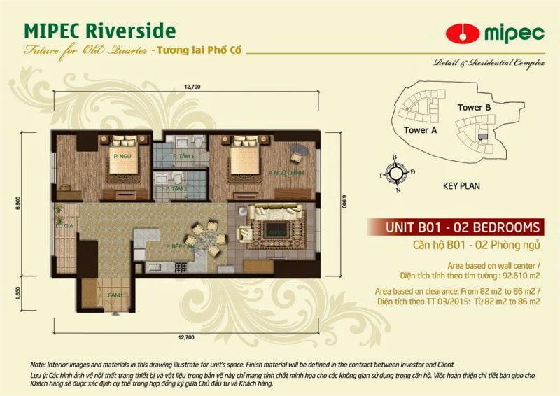 Mặt bằng căn hộ B01 dự án Mipec Riverside