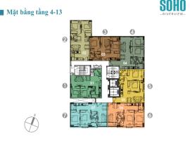 Mặt bằng tầng 4-13 căn hộ Soho Riverview