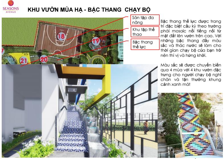 Bậc thang chạy bộ dự án Chung Cư Seasons Avenue
