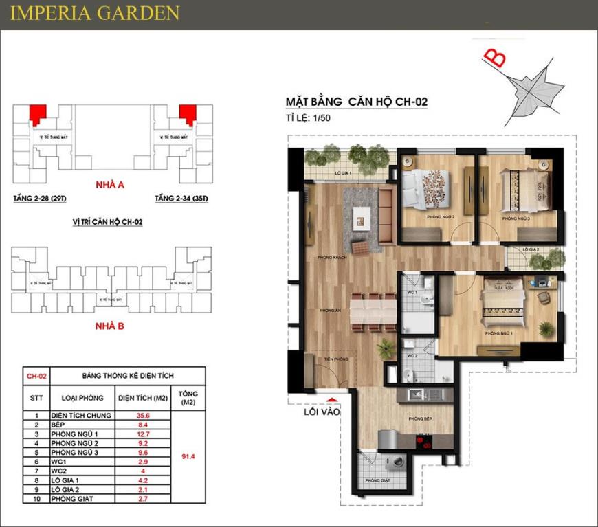 Mặt bằng CH02 dự án căn hộ Imperia Garden