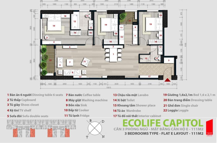 Căn hộ 111m2 chung cư Ecolife Capital