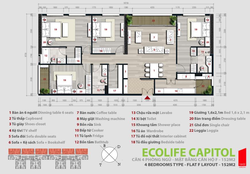 Căn hộ 152m2 chung cư Ecolife Capital