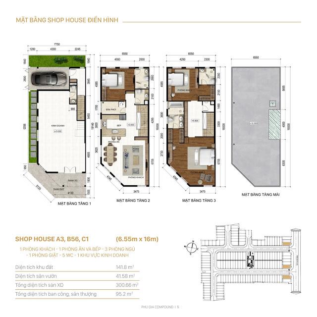 Shop house A3, B56, C1 dự án Phú Gia Compound