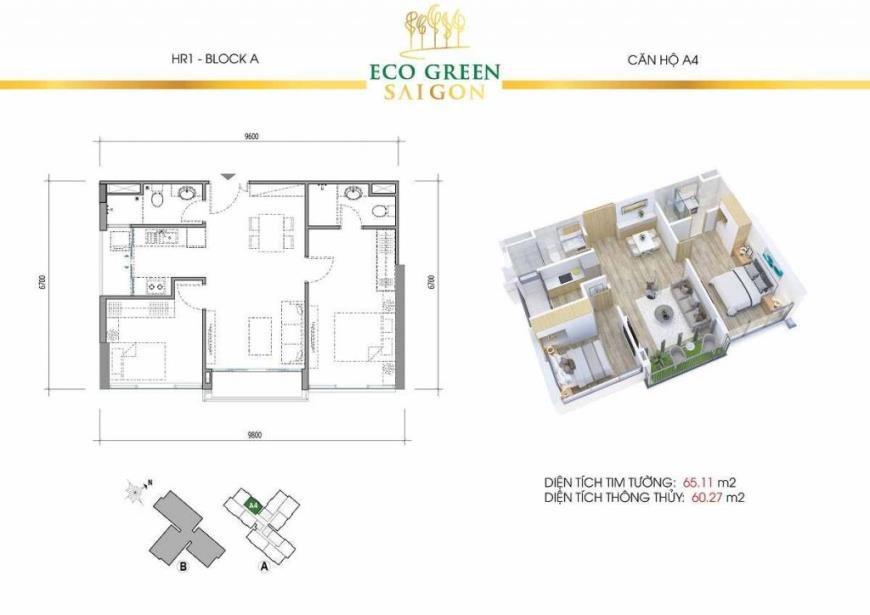 Hình ảnh căn hộ A4 dự án Eco Green Saigon