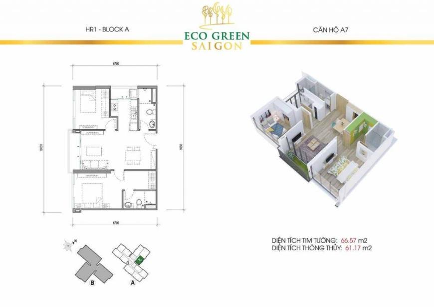 Hình ảnh căn hộ A7 dự án Eco Green Saigon