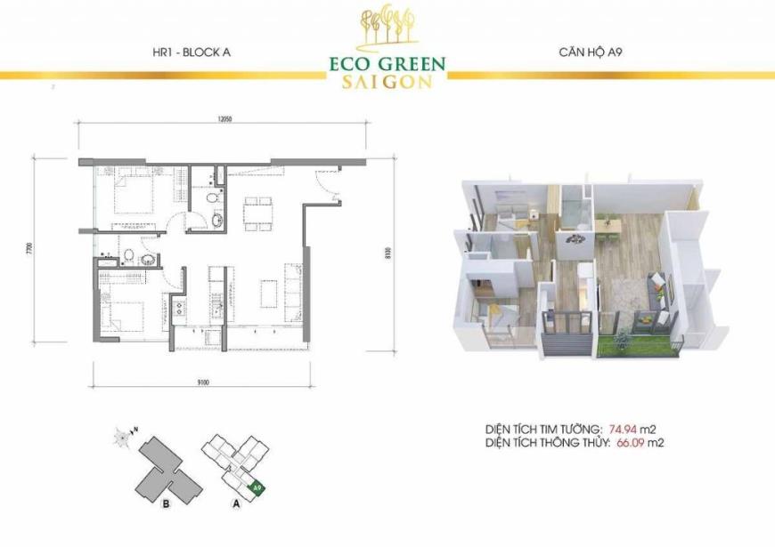 Hình ảnh căn hộ A9 dự án Eco Green Saigon