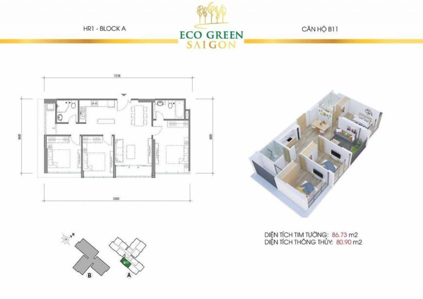 Hình ảnh căn hộ B11 dự án Eco Green Saigon