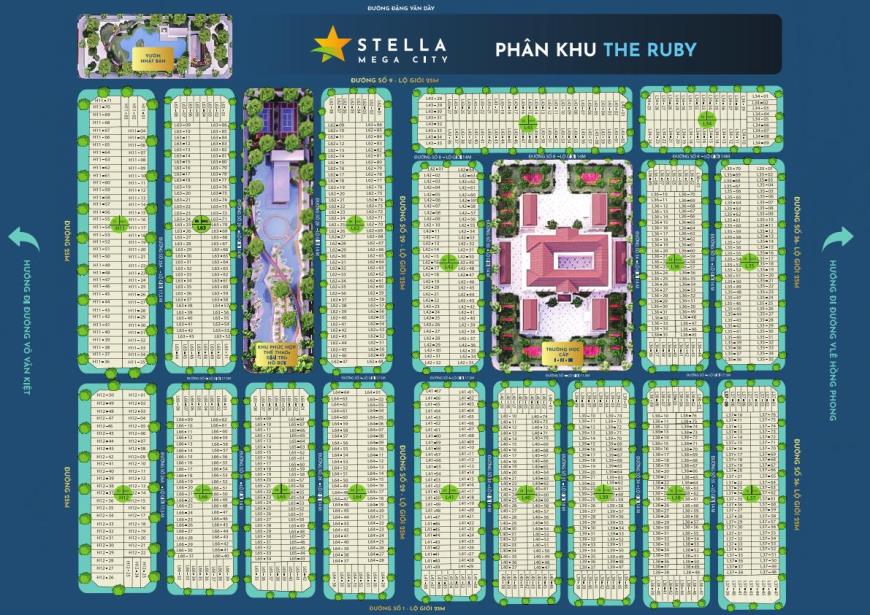 Sơ đồ phân lô khu Ruby dự án Stella Mega City
