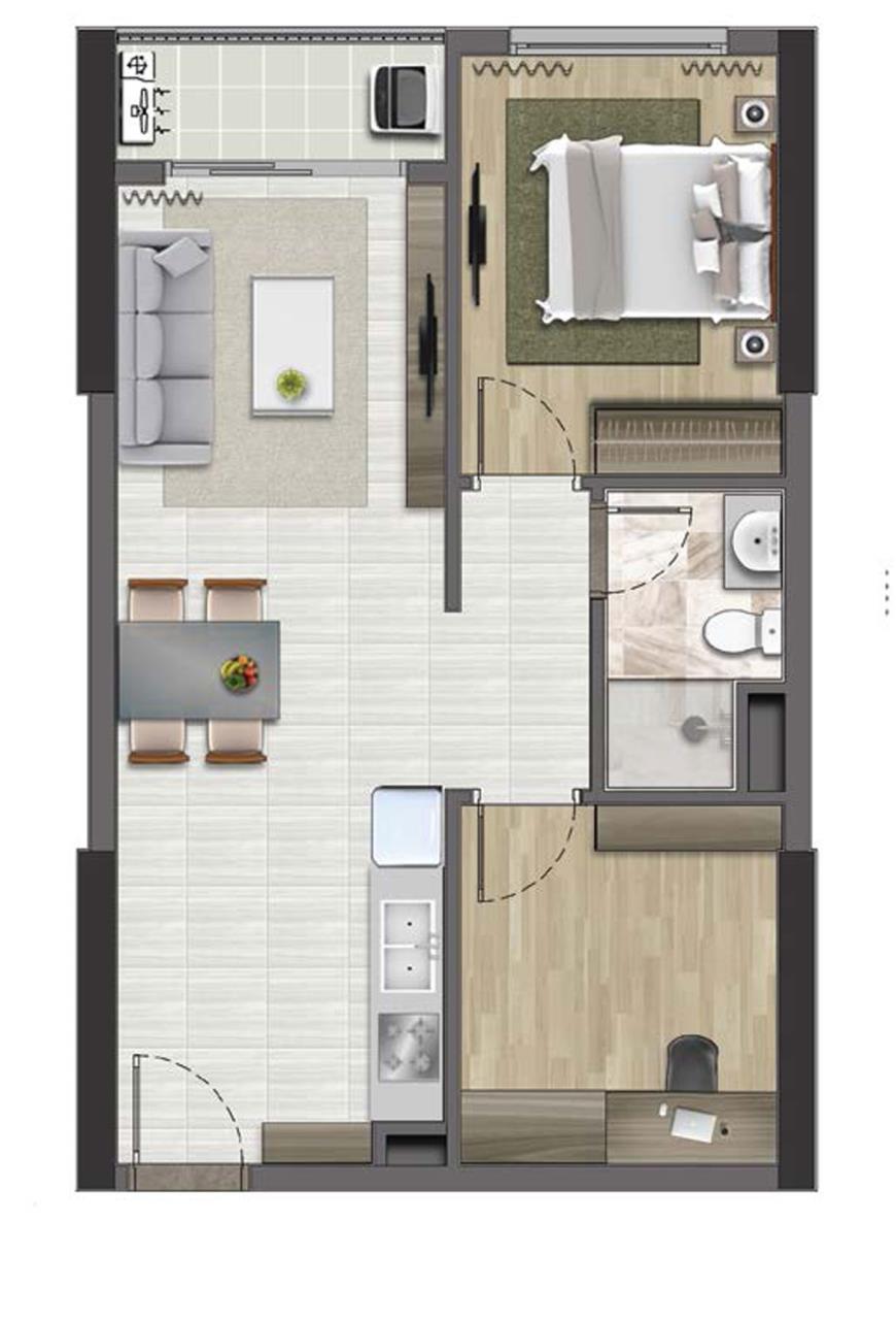 Thiết kế căn hộ diện tích 53.48 - 53.91m2 dự án Soho Residence