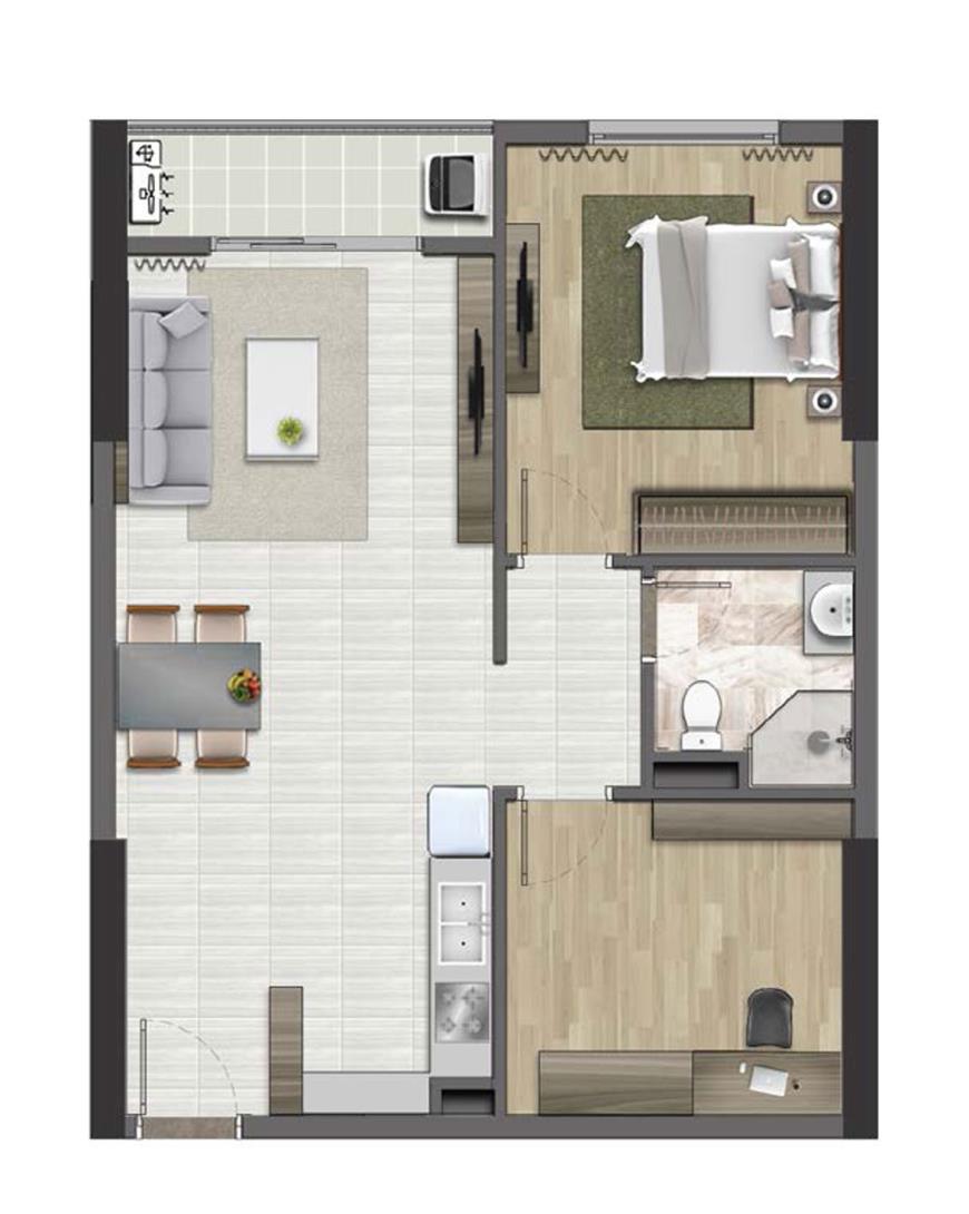 Thiết kế căn hộ diện tích 61.84 - 62.65m2 dự án Soho Residence