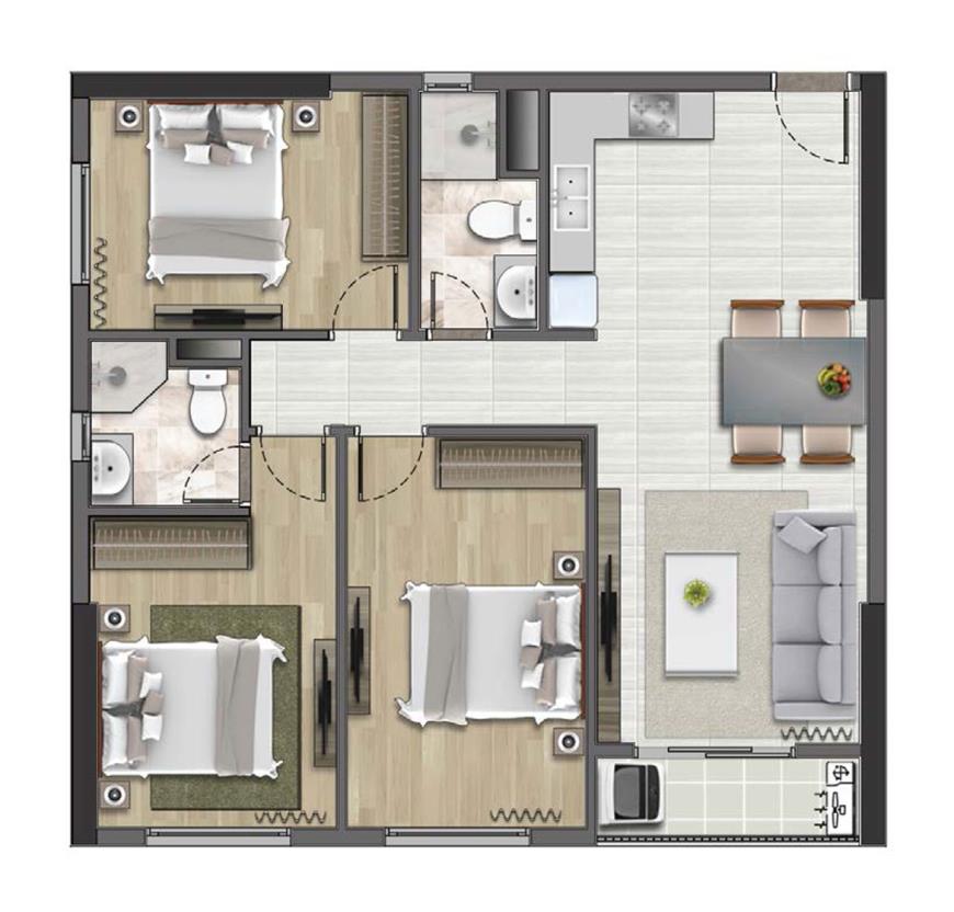 Thiết kế căn hộ diện tích 86.65 - 87.32m2 dự án Soho Residence